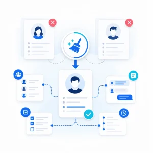 Duplicate CRM Contact Cleanup — WNYPress illustration