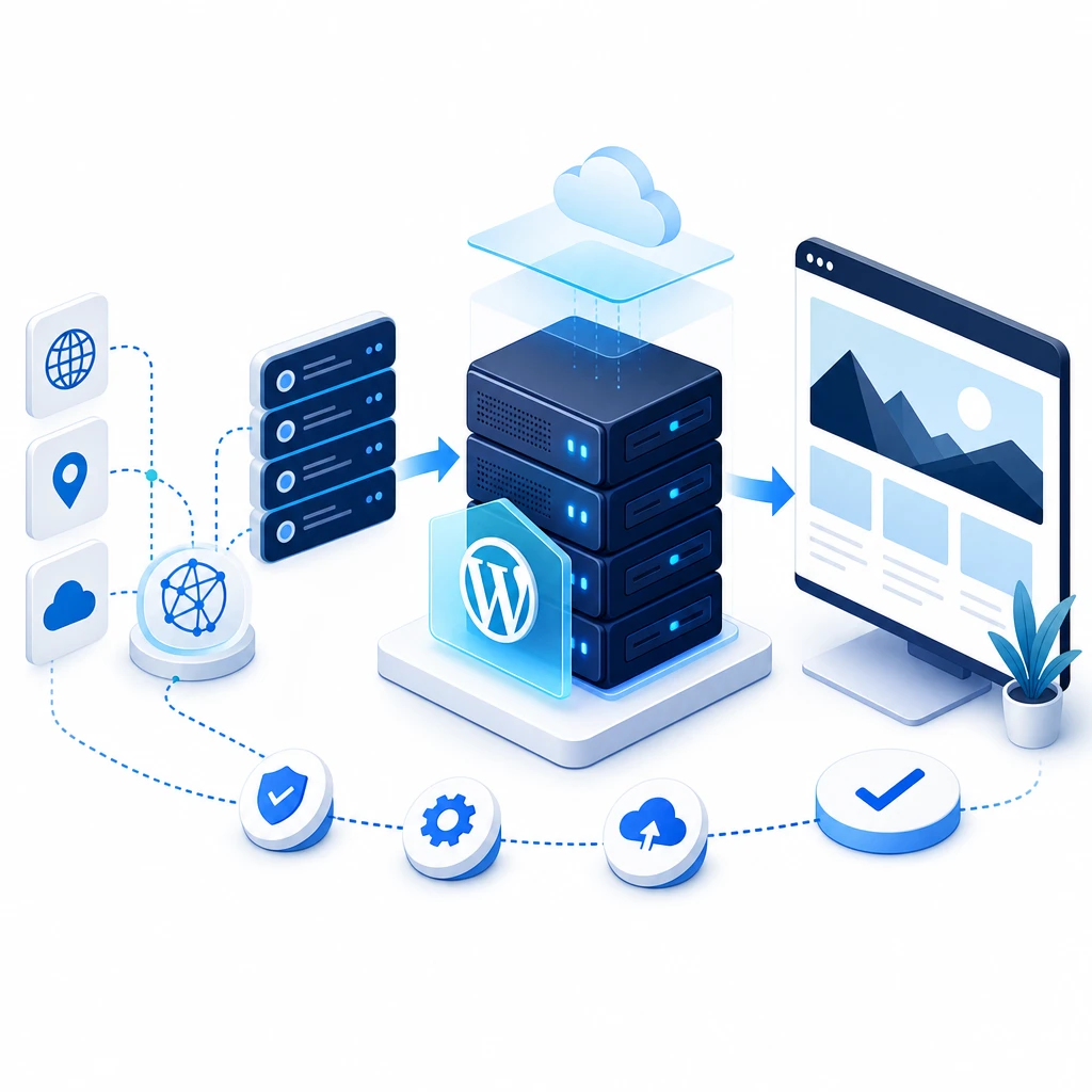 WordPress Hosting Setup — WNYPress illustration